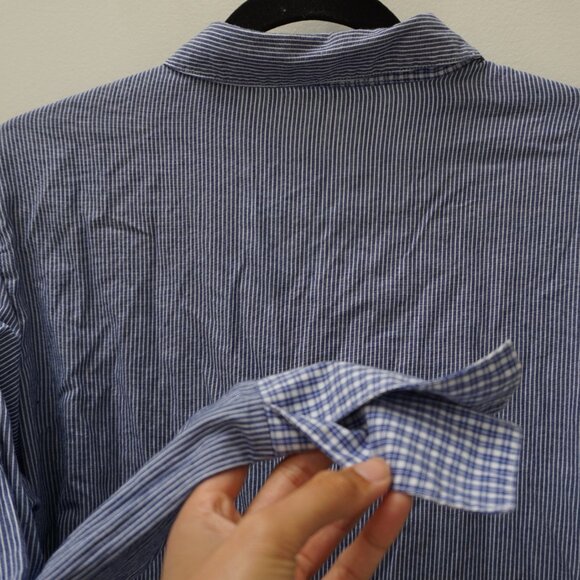 Stripe & Gingham Pattern Block Button Up with Front Tie - Picture 6 of 7